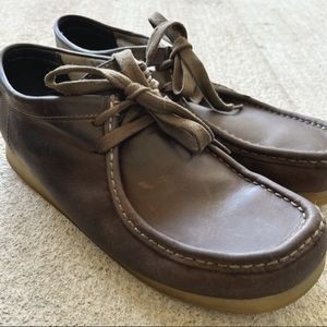 CLARKS Wallabee Brown Leather Beeswax Chukka Low Top Lace Up Men's Shoes 9.5